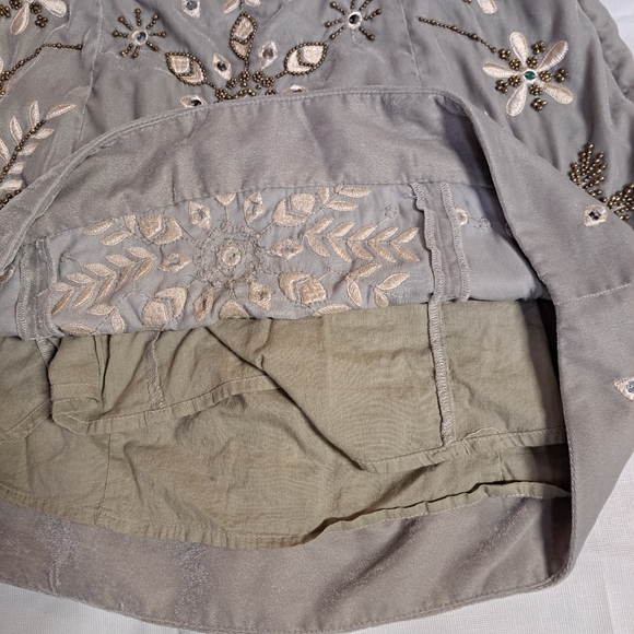 Free People Bright Lights Grey Velvet Beaded Mini Skirt - Picture 8 of 11